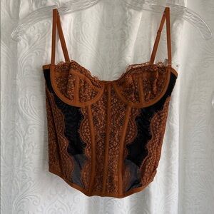 Urban Outfitters Cinnamon and Black Lace Bustier Top